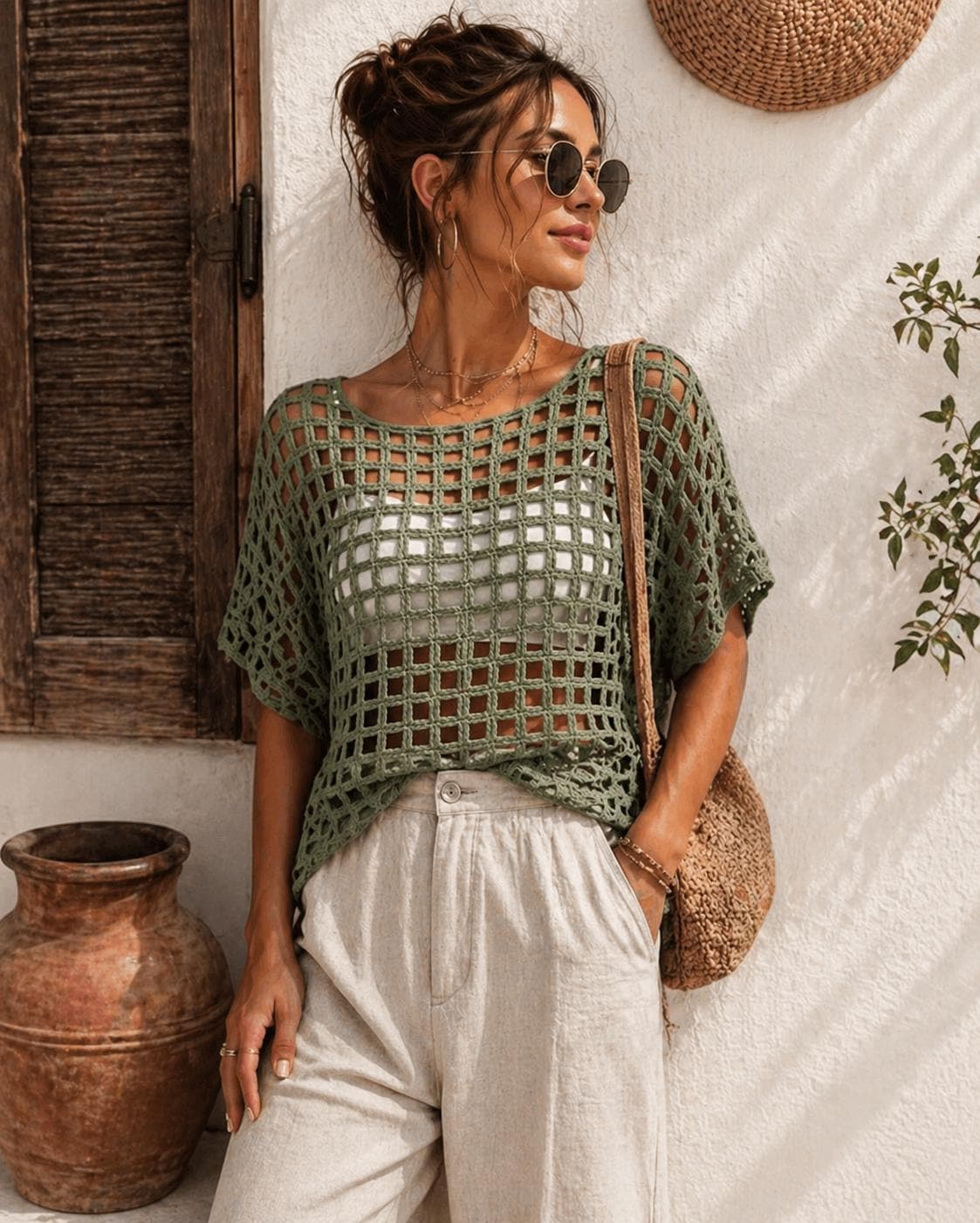 white christmas dresses Momyknows Beige 2 Piece Halter Neck Crochet Fashion Beach Vacation Bodycon Maternity Maxi Dress Beige / L main image 1