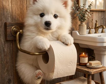 Lindo soporte para papel higiénico con diseño de cachorros Beagle y Rottweiler, divertido póster de animales para el baño, póster original para el baño, ideal para inauguración de casa.