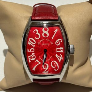 Vintage Automatic Franck Muller Crazy Hour Red Dial Silver Steel Body Red Leather Strap Men Watch | Watch For Men | Free Shipping | Gift