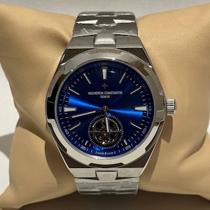 Vintage Vacheron Constantin Blue Dial Automatic Watch | Blue Dial, Silver Steel Case & Strap Men's Wrist Watch