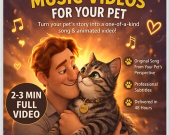 Animated Pet Music Video, 2-3min, Dog Cat Bird Bunny and More