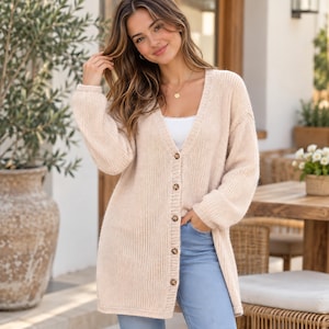 Patron PDF de gilet tricoté, patron de veste tricotée pour débutants, gilet oversize à boutons, patron de pull en mohair, tailles S à XXXL