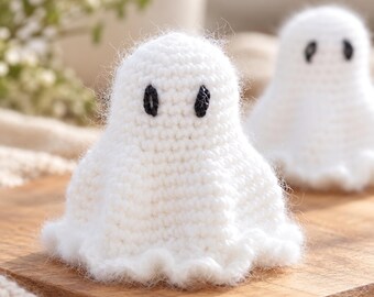 Padrão de Fantasma de Crochê em PDF, Tutorial de Fantasma Amigurumi, Decoração de Crochê para o Halloween, Ideal para Iniciantes, Fantasminha Fofo em Miniatura, Download Instantâneo