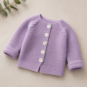 Baby Cardigan Knitting Pattern PDF, Knit Baby Jacket Pattern, Cable Knit Sweater Pattern, Newborn to 4T, Top Down Raglan, Beginner Knit