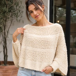Modello PDF per poncho lavorato a maglia, modello per maglione a maglia grossa, modello per poncho boho lavorato dall'alto verso il basso, modello per principianti, mantello oversize