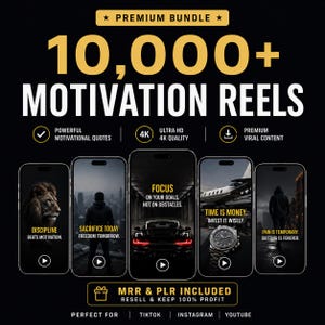 10 000+ Motiverande Reels Videopaket PLR MRR Viral Inspirerande Video För TikTok Instagram YouTube Digital Marknadsföring Kortfilmer