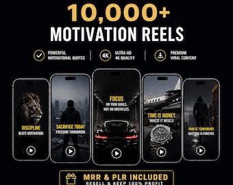 Ponad 10 000 motywujących filmów wideo w pakiecie PLR MRR Wirusowy film motywacyjny na TikTok Instagram YouTube Marketing cyfrowy Krótki