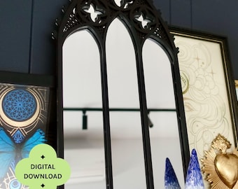 Spiderweb Cathedral Mirror | Gothic Home Decor | Spooky Homewares | Goth Gift | Dark Academia Decor | Laser Cutting (Digital Download)