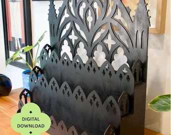 Gothic Cathedral display shelf - Tall Back Style | Retail Product Stand for Market Stalls | Collapsible Flat Pack Shelf (Digital Download)