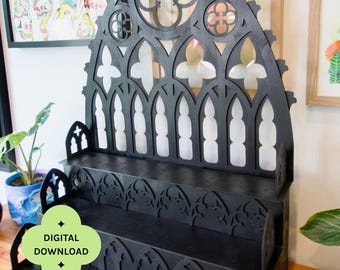 Gothic Retail Display - Step Shelf Style | Flat Pack Bakery Cupcake Shelf | Laser Cut Vector File (Digital Download)
