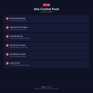 Site Control Pack: Daily Log, Job Cost, Materials Order Spreadsheets (Excel/Google Sheets) image 4