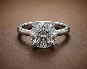 3CT Round Moissanite Solitaire Engagement Ring – Classic Minimalist Lab Grown Diamond Upgrade