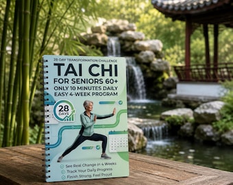 Tai Chi Workbook for Seniors 60+, 28-Day Gentle Fitness Program, Daily Exercise Tracker