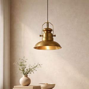 Contemporary nautical metal pendant light antique brass matte black hanging lamp industrial sailor dining room ceiling dome fixture