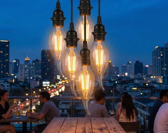 Bombilla LED de filamento E14 tipo vela: estilo Edison vintage, luz blanca cálida decorativa