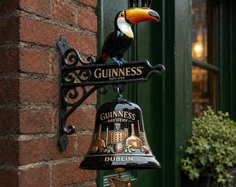 Guinness Toucan Beer Bell Wall Hanging - Cast Iron Irish Pub Sign