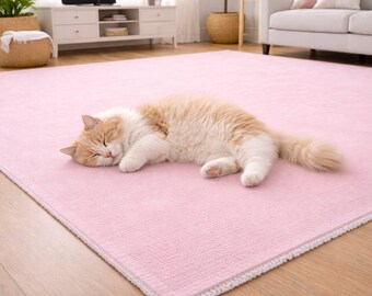 Hand Knotted Wool Area Rug, Luxury Pink Handmade carpet, Modern Minimalist Living Room Rug, Blush Wool Carpet, Custom Size Rug