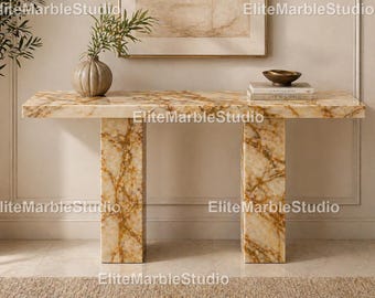 Luxury Honey Onyx Marble Console Table Modern Marble Console Table – Honey Onyx Stone Luxury Stone Console Table  Honey Marble Console Table