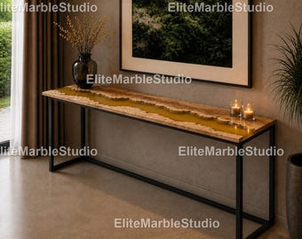 Yellow Epoxy River Console Table Yellow Epoxy River Console Table Yellow Epoxy River Console Table Amber Yellow Resin Console Table