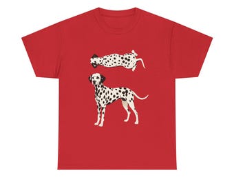 Dalmatian Illustration Tee | Two Dalmatians on Red Background