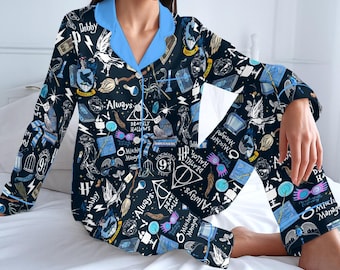 Wizard School Ravenclaw Houses Pajamas Set, Wizard Academy Pajamas, Ravenclaw Wizard House Sleepwear, Fantasy Inspired Pajama Kids & Adult