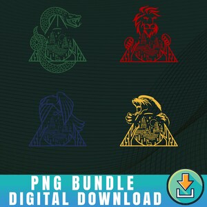 Gryffindor Slytherin RavenClaw Hufflepuff Crest Digital Download Bundle, Wizard House School Bundle Png, HP Wizard World Fan Gift image 2
