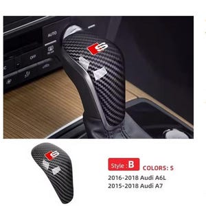 Car Carbon Fiber ABS Gear Shift Knob Handle Lever Cover for Audi Color Name: B-S