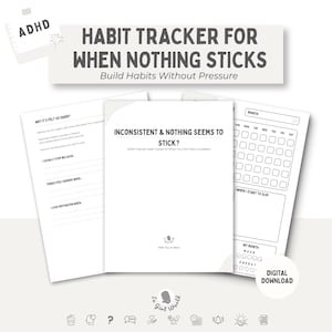 Tracker delle abitudini per ADHD, ADHD stampabile, Tracker mensile delle abitudini, Tracker digitale, Agenda per la salute mentale, Tracker della costanza, Download PDF