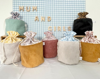 drawstring basket, toiletry bag