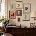 Vintage Fabric Mat Gallery Wall Frame Set, Photo Booth Wood Frame, 8x10 11x14 10x12 Frame with Gingham Stripe Mats, Eclectic Wall Decor product logo
