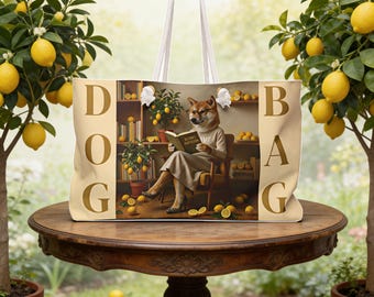 Female Shiba Inu Dog Travel Tote, Italian Summer Weekender Bag