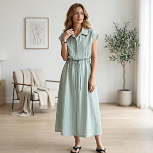 mint green dress casual Gree Women Maxi Dress, Floral Elastic Waist Long Ankle Length Boho Short Sleeve Casual Spring Summer L / White main image 1