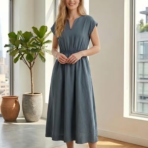 knee length dresses for ladies Go Girl - Moroccan Tiles Ellie Midi Dress - Size S - Blue/Yellow