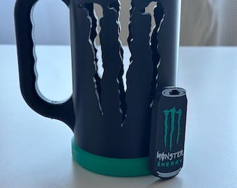 Taza estilo Monster Energy Drink | Taza personalizada para geeks con tapa