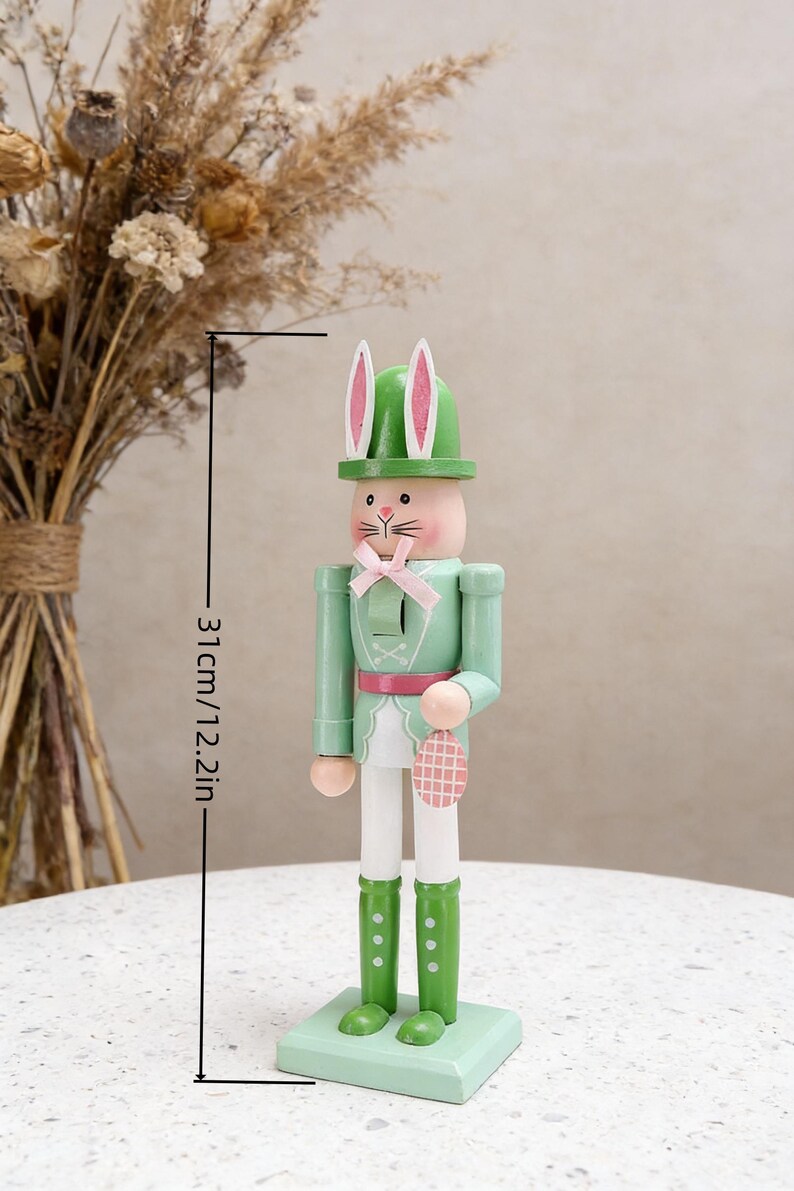 Nutcracker Rabbit Handcrafted Wooden Bunny Nutcracker, Easter Spring Decor, Cartoon ...