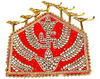 Toran nupcial hecho a mano: rojo, adornado, decoración ritual hindú