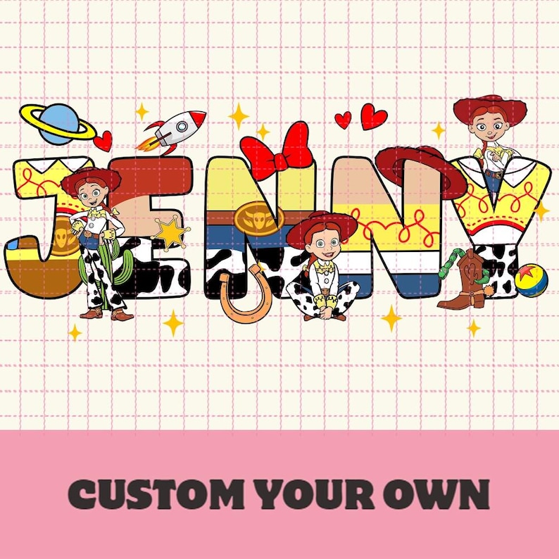 Personalized Custom Toy Story Jesse Birthday Name PNG, Toy Story Cowgirl Birthday PNG, Custom Toy Story Birthday Name PNG Digital Download image 1