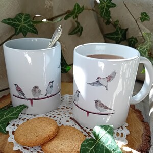 Tasse mit Vogelmotiv, Mitbringsel, Spatz Vogel, Kaffeetasse Bedruckt, Geschenk Naturliebhaber, Geschenk Kaffeeliebhaber, Kleine Singvögel