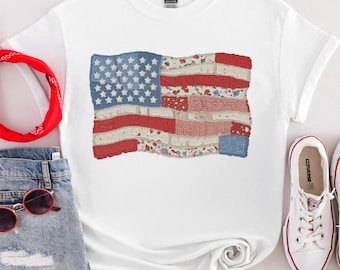 Vintage American Flag Shirt, Patriotic USA Tee, Americana Flag Graphic Shirt, Fourth of July Shirt, Retro USA Flag Tee