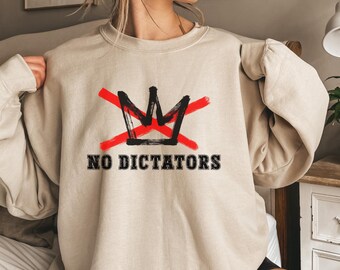 No Dictators V-Neck Shirt: Anti Tyranny Political Tee