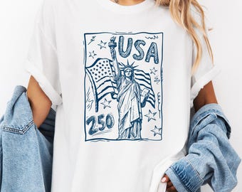 USA 250 Anniversary Shirt, Statue Of Liberty Graphic Tee, America 250 Comfort Colors T-Shirt, Patriotic USA Shirt, Freedom Gift