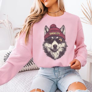Kansas City Football Fan Sweatshirt, Cool Wolf Beanie Pullover, Funny Game Day Hoodie, Vintage Style Team Spirit Crewneck Gift image 5