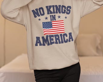 No Kings in America Shirt: Patriotic USA Flag Graphic Tee
