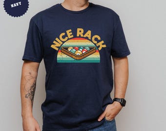 Nice Rack Billiards T-Shirt: Funny Retro Pool Player Gift
