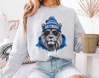 Detroit Football Sweatshirt, Detroit Vintage Lions Sweatshirt, Tailgate Sweatshirt, Game Day Crewneck, Detroit Fans, Game Day Sweatshirt