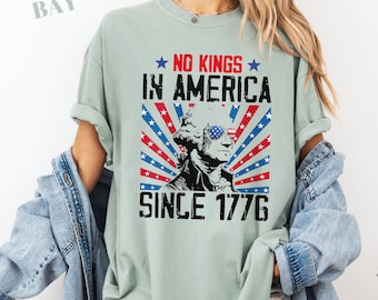 No Kings in America Shirt: Vintage Patriotic Comfort Colors Tee
