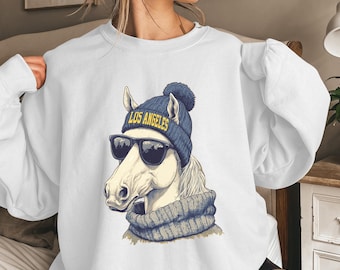 Los Angeles Football Spirit Crewneck • Cozy Horse Lover Sweatshirt • Fan Game Day Western Graphic Tee