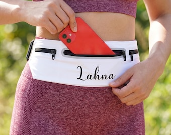 Cintura da corsa personalizzata con ricamo del nome - Marsupio sottile personalizzato per uomo e donna, borsa da cintura regolabile per allenamento, escursionismo, regalo per la palestra