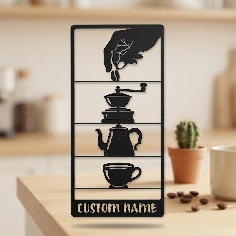 Coffee Machine Sign Fun Sign Personalized Espresso Machine Metal Sign, Custom Coffee Bar Wall Art ...