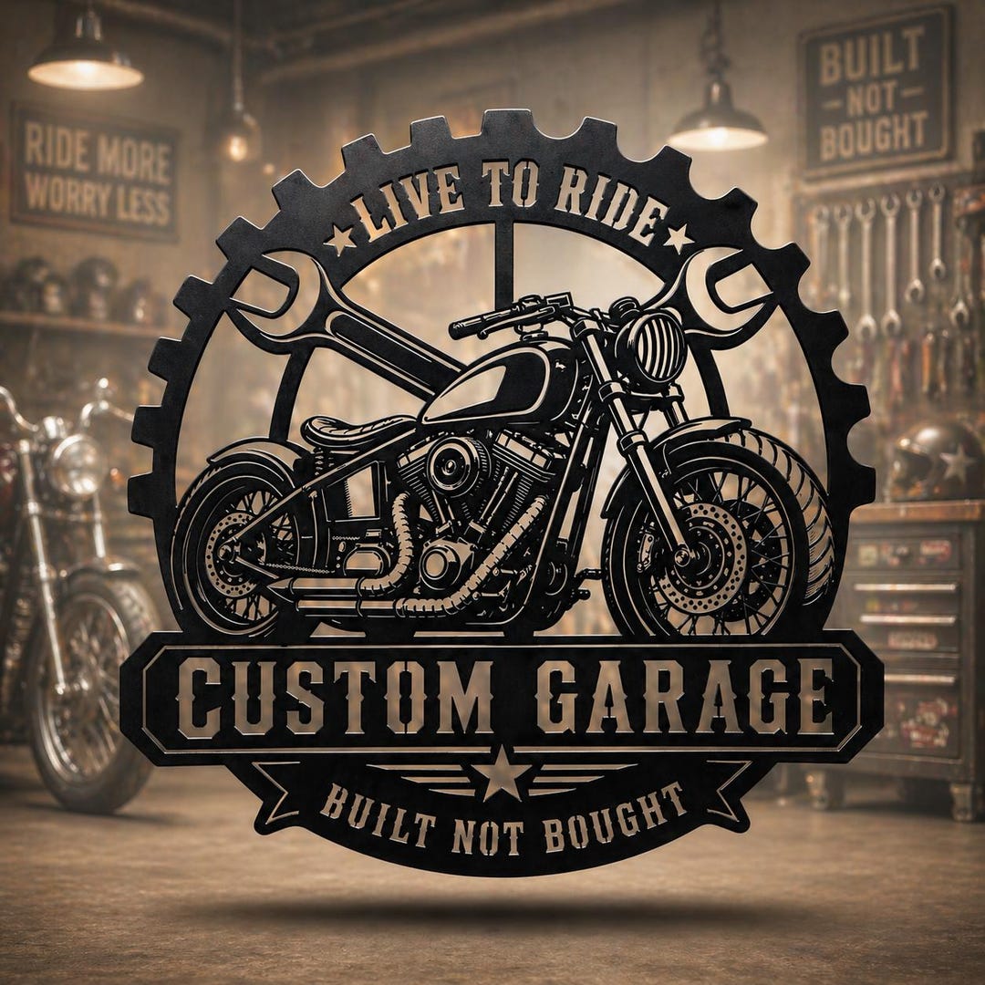 Personalized Motorcycle Garage Sign, Custom Biker Metal Wall Art ...